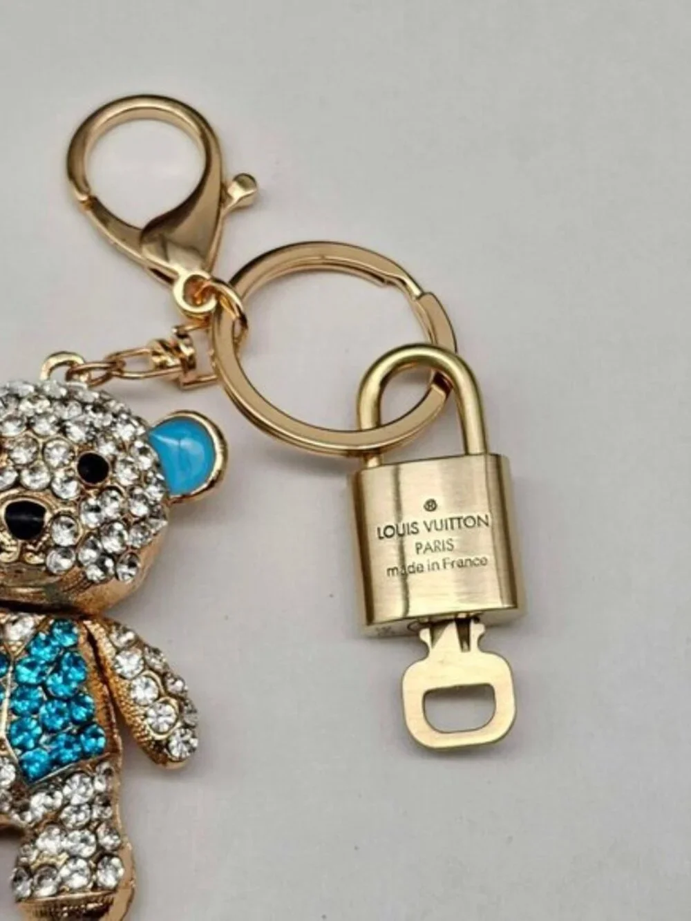 Authentic Louis Vuitton Gold Padlock 🔒 Key Set w/ Unbranded Bear Bag Charm